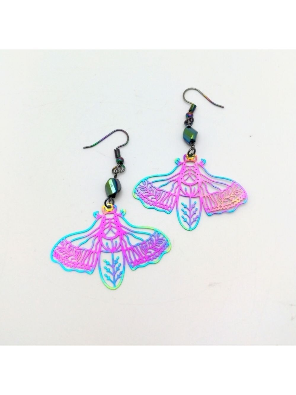 381MIDALANE Oil Slick Rainbow Iridescent Cicada Earrings